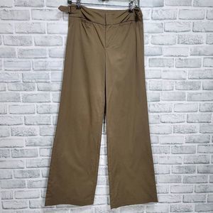Vince Womens 2 Olive Green‎ Wide Leg Twill Trouser Side Cinch Career Casual
